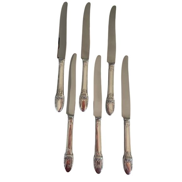 6 Dinner Knives International Silver FIRST LOVE 1847 Rogers Bros9 1/4” SILVERPLT - Picture 1 of 5